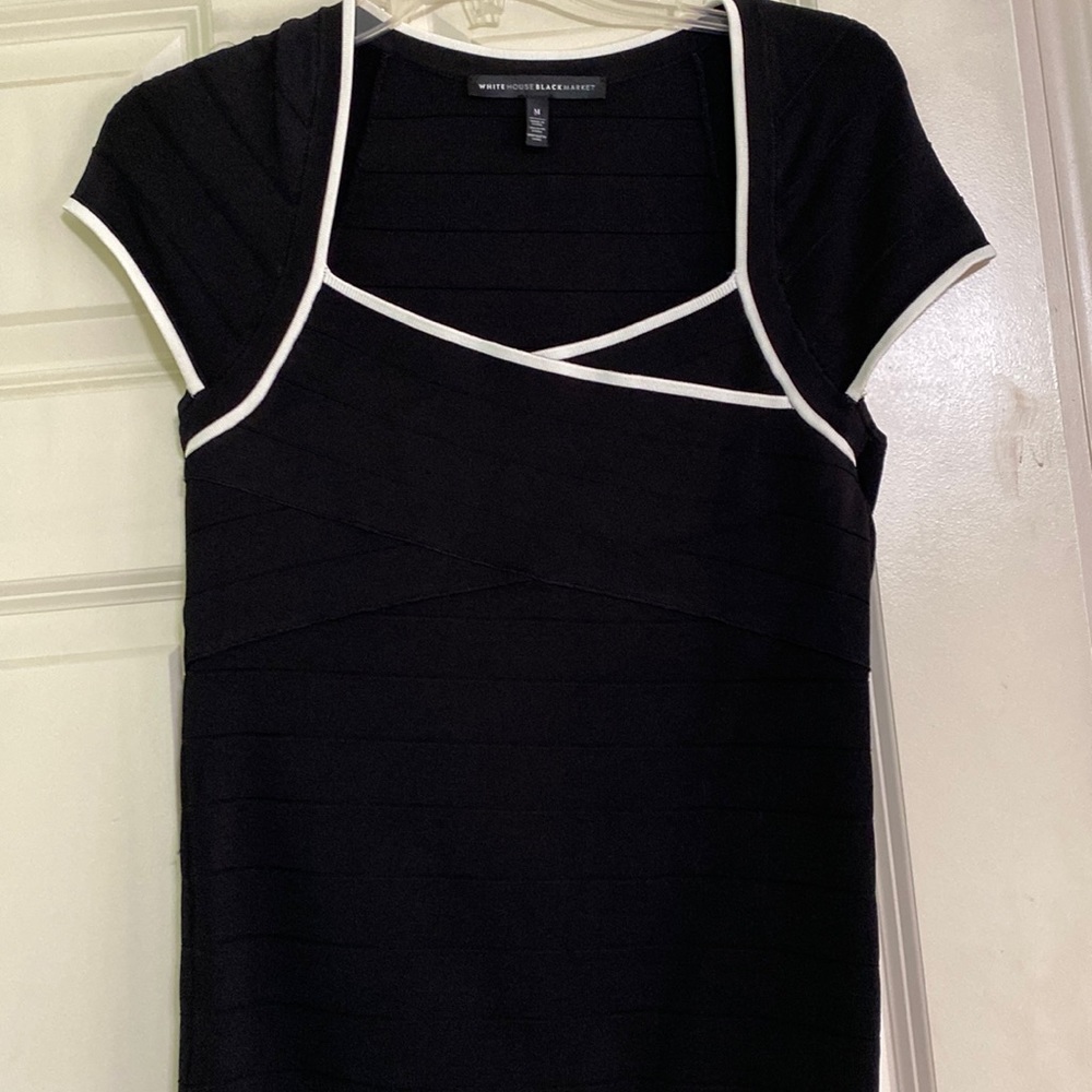 White House Black Market Black Top with White Trim